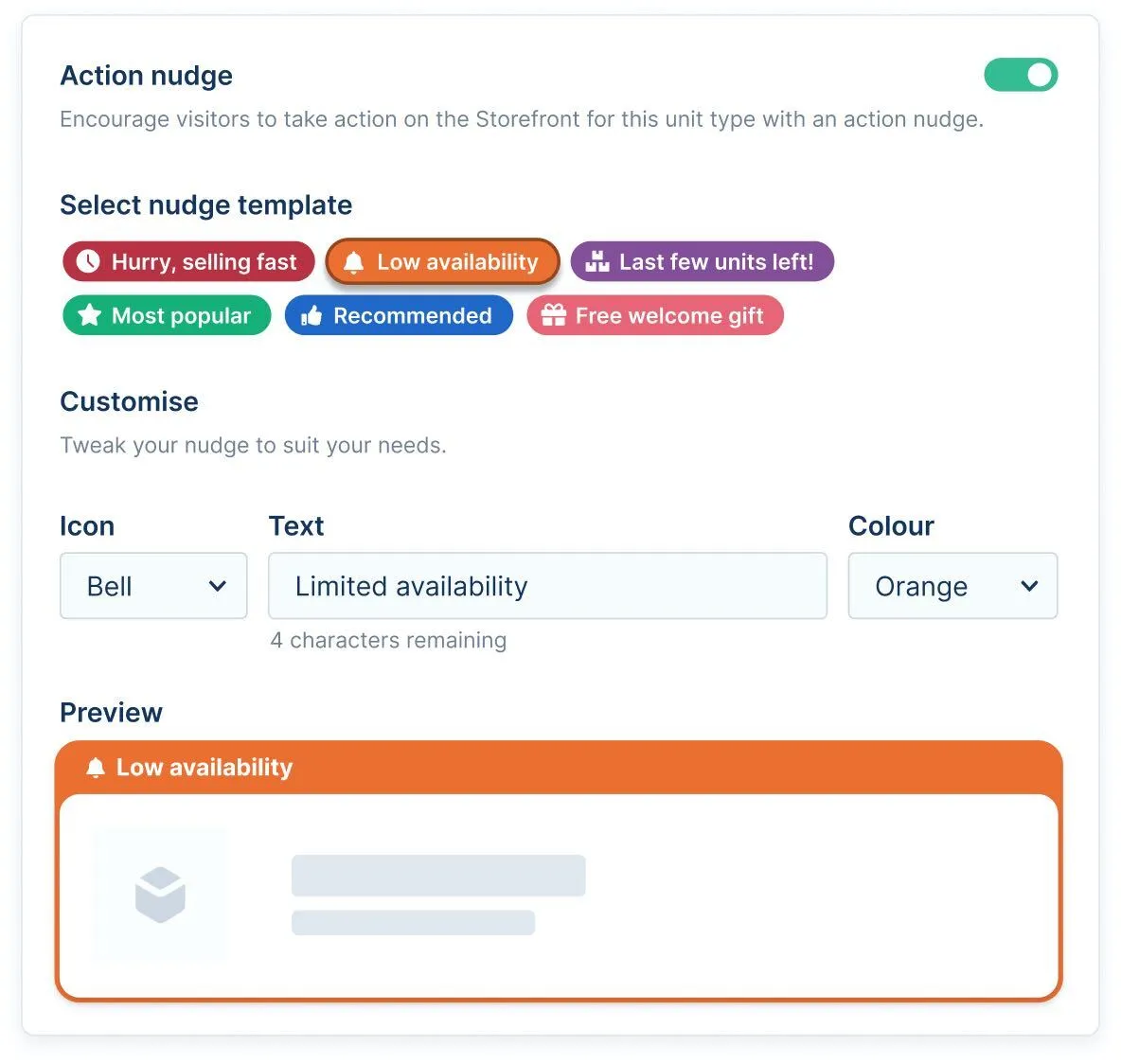 Unit type nudge setup